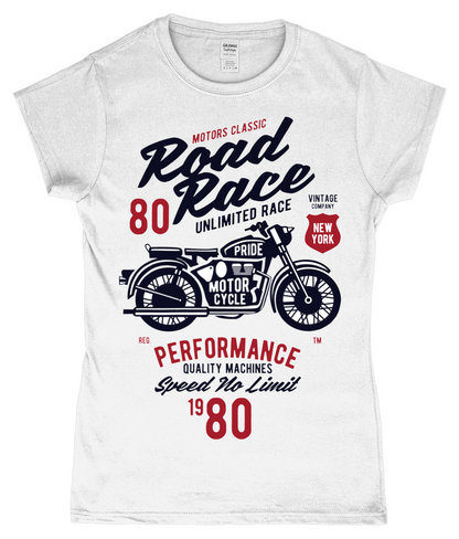 Road Race Motorcycle - SoftStyle Ladies Fitted Ringspun T-Shirt