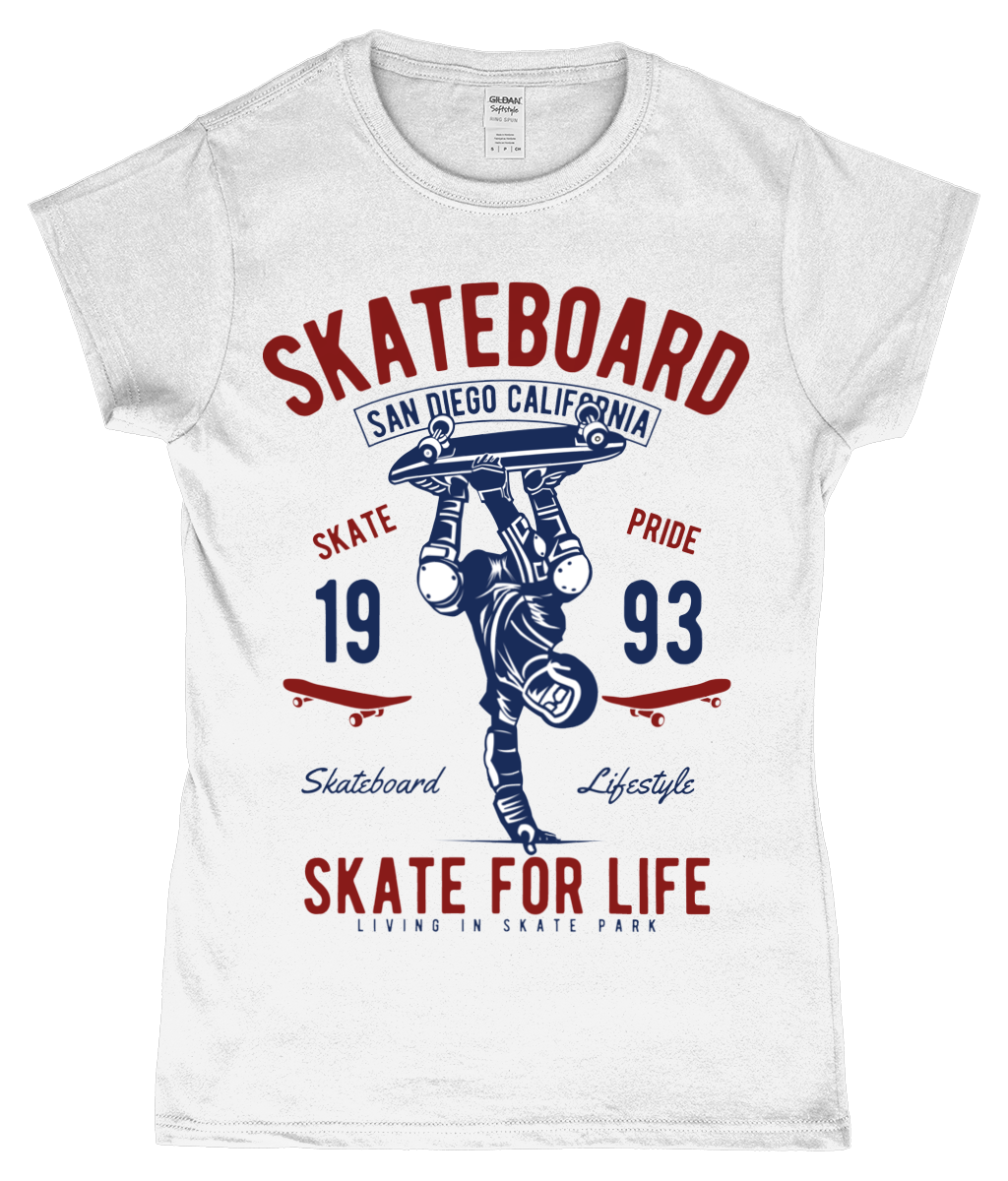 Skate For Life - T-shirt ajusté en fil filé à anneaux pour femme SoftStyle