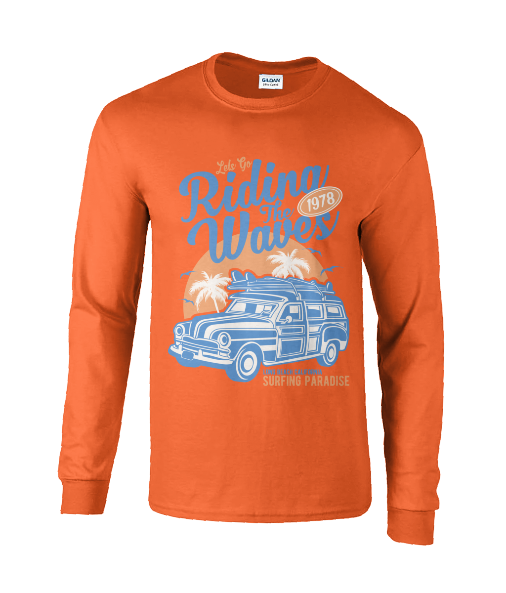 Riding The Waves - Ultra Cotton Long Sleeve T-Shirt - Vitesse T-Shirts UK