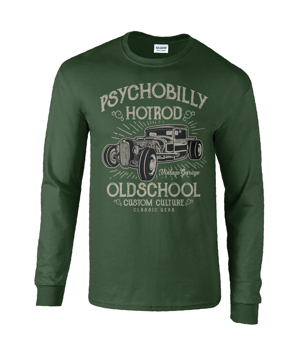 Psychobilly Hotrod - Ultra Cotton Long Sleeve T-Shirt - Vitesse T-Shirts UK