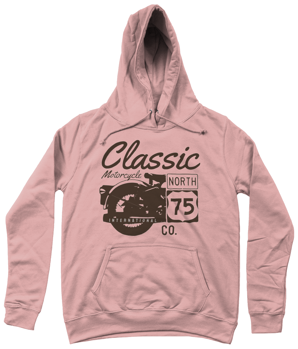 Classic Motorcycle 75 Black - AWDis Girlie College Hoodie