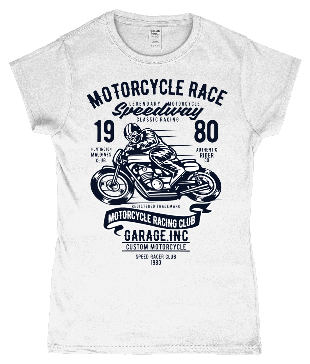 Motorcycle Race - SoftStyle Ladies Fitted Ringspun T-Shirt