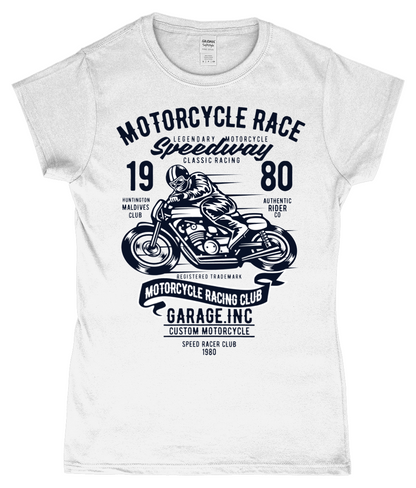 Motorcycle Race - SoftStyle Ladies Fitted Ringspun T-Shirt