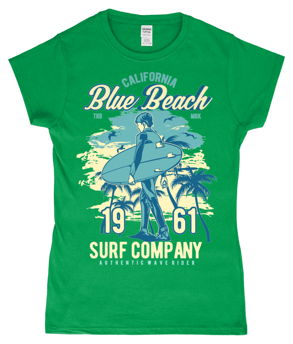 Blue Beach - T-shirt ajusté Gildan SoftStyle® pour femme en fil filé à l'anneau