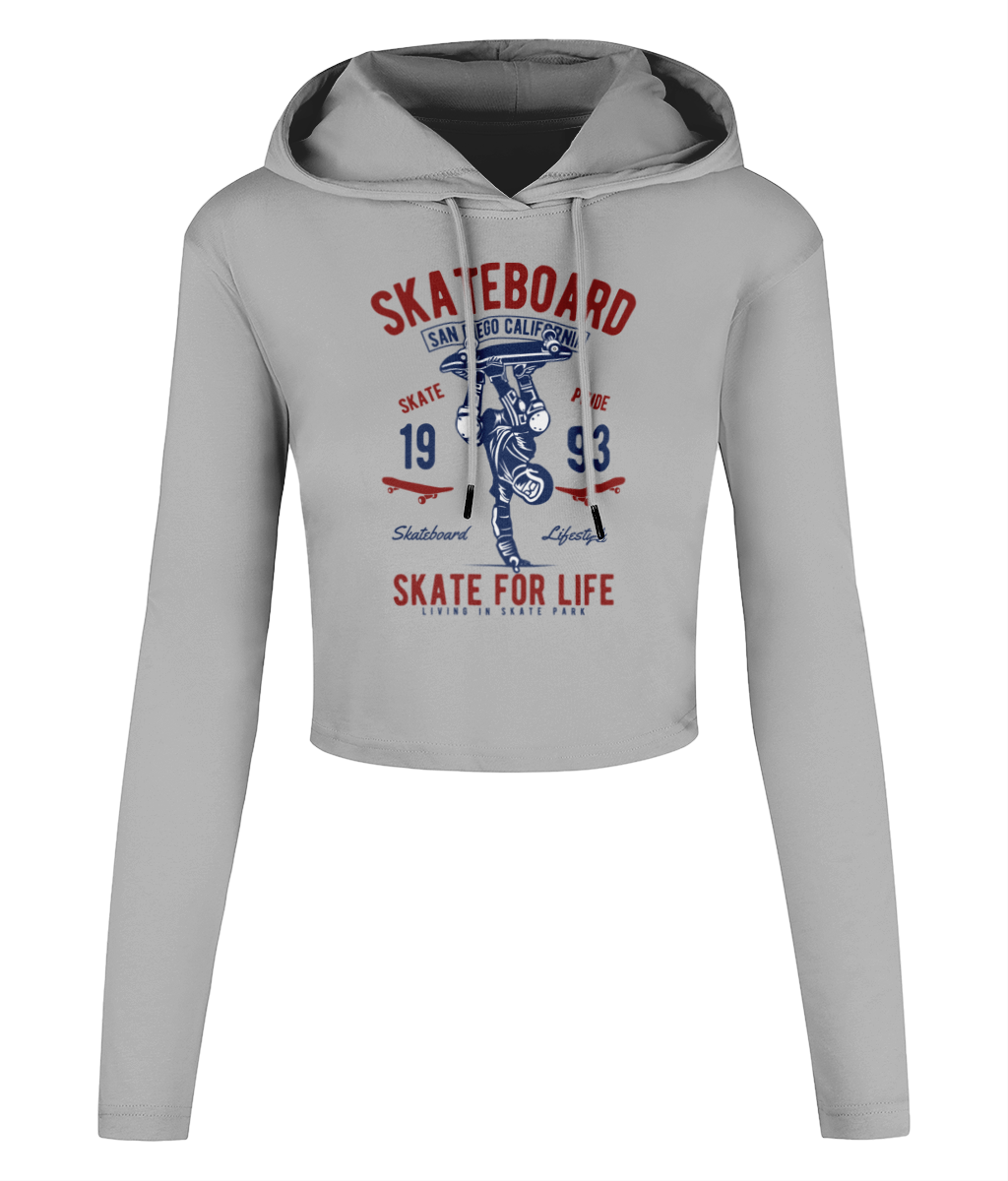 Skate For Life - Women's Cropped Hooded T-shirt