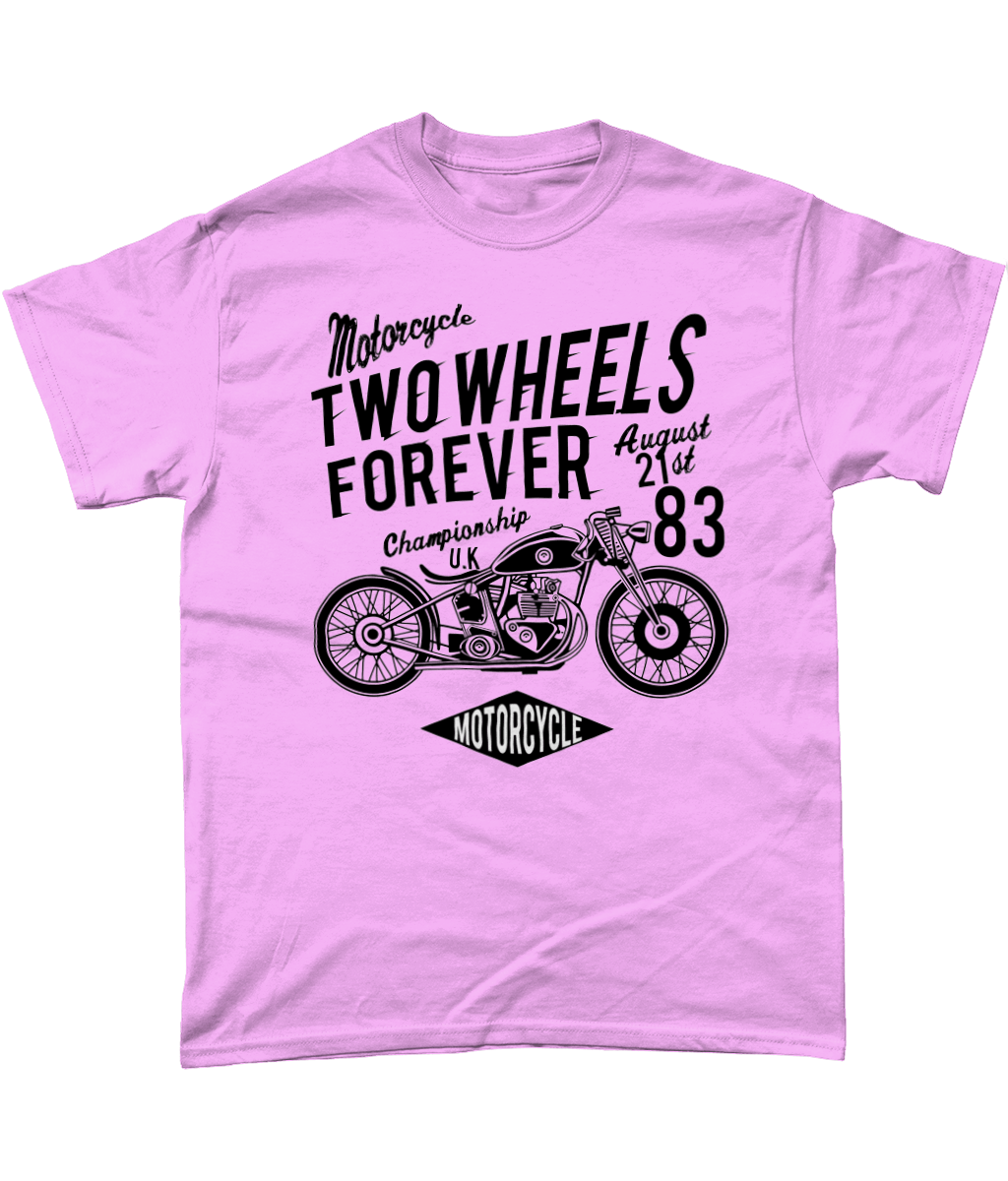 Two Wheels Forever Black – Gildan Heavy Cotton T-Shirt - Vitesse T-Shirts UK