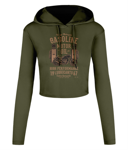 Gasoline Motor Oil - Women's Cropped Hooded T-shirt