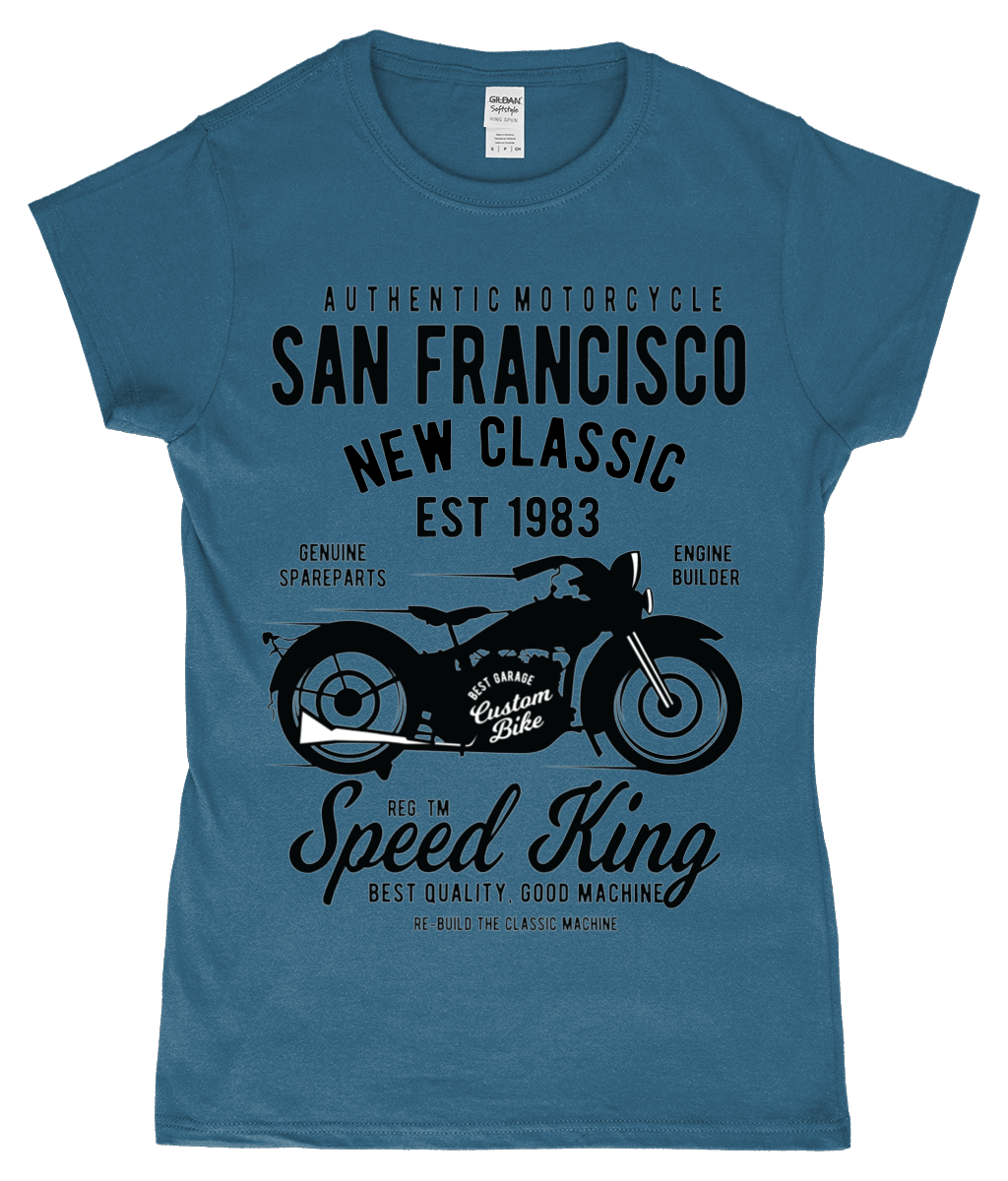 San Francisco Motorrad - Gildan SoftStyle® tailliertes ringgesponnenes T-Shirt für Damen