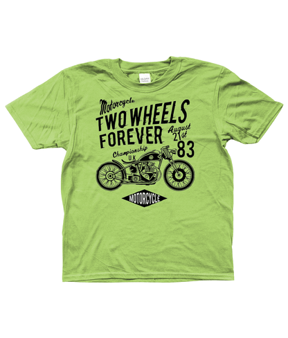 Two Wheels Forever Black – Gildan Kids SoftStyle® Ringspun T-Shirt - Vitesse T-Shirts UK