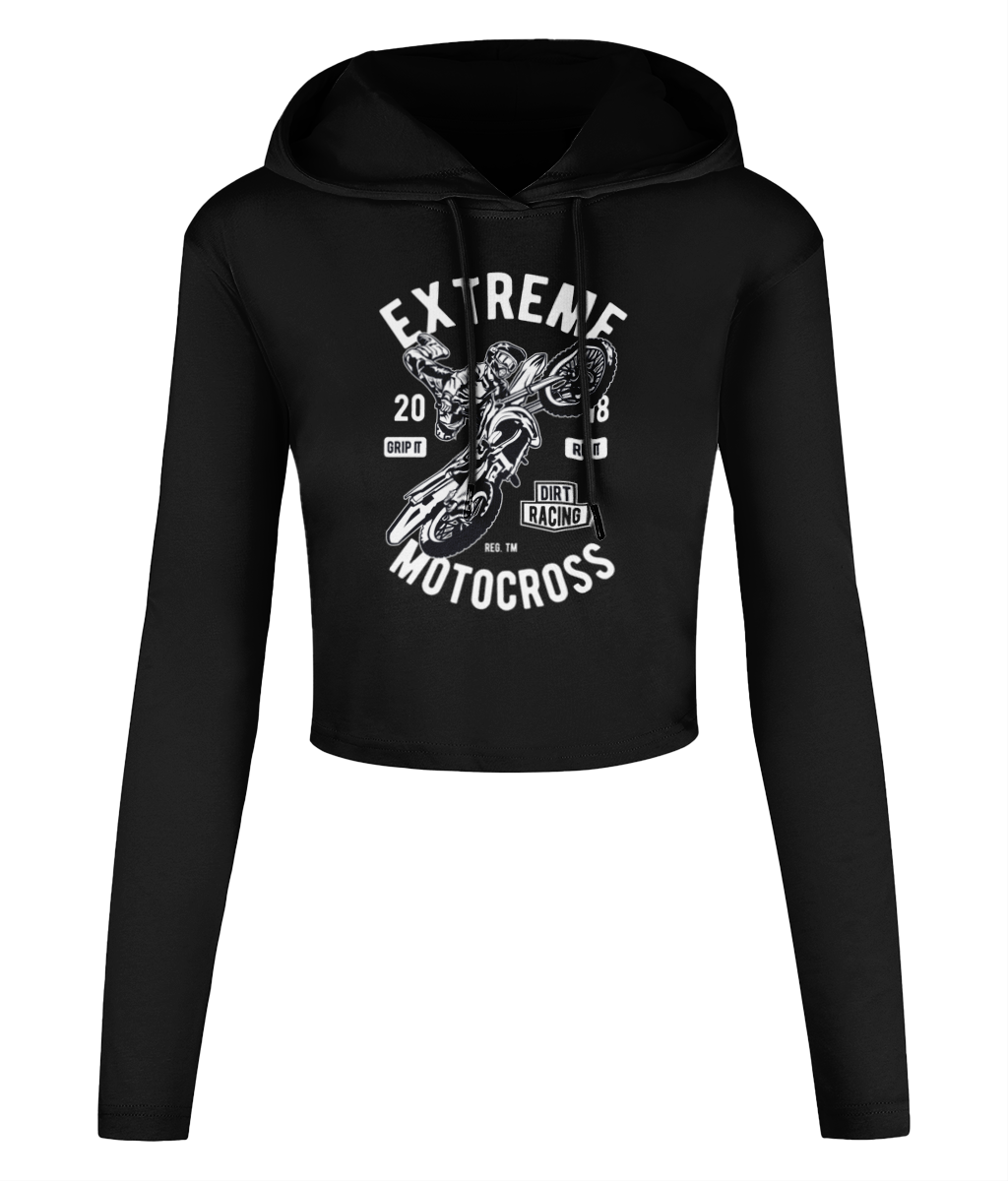 Extreme Motocross - Women's Cropped Hooded T-shirt - Vitesse T-Shirts UK