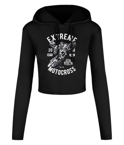 Extreme Motocross - Women's Cropped Hooded T-shirt