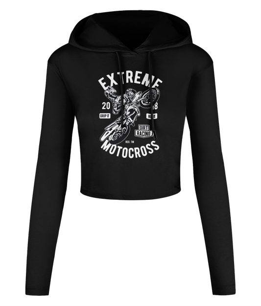 Extreme Motocross - Women's Cropped Hooded T-shirt