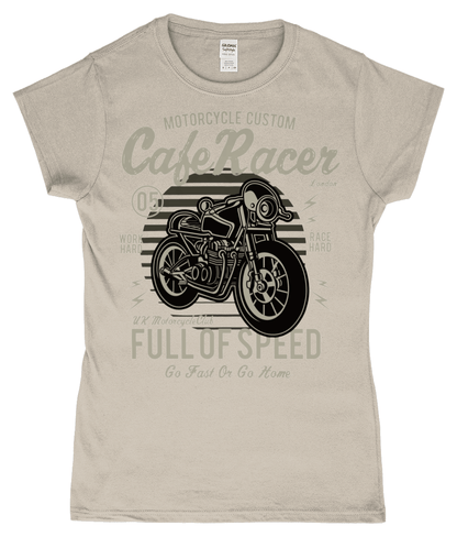 Cafe Racer v1 – Gildan SoftStyle® Ladies Fitted Ringspun T-Shirt - Vitesse T-Shirts UK