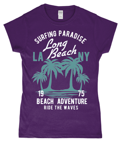 Beach Adventure - Gildan SoftStyle® Ladies Fitted Ringspun T-Shirt - Vitesse T-Shirts UK