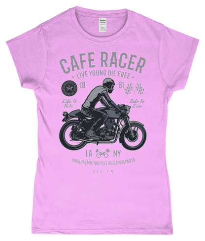 Cafe Racer v3 - Gildan SoftStyle® Ladies Fitted Ringspun T-Shirt - Vitesse T-Shirts UK