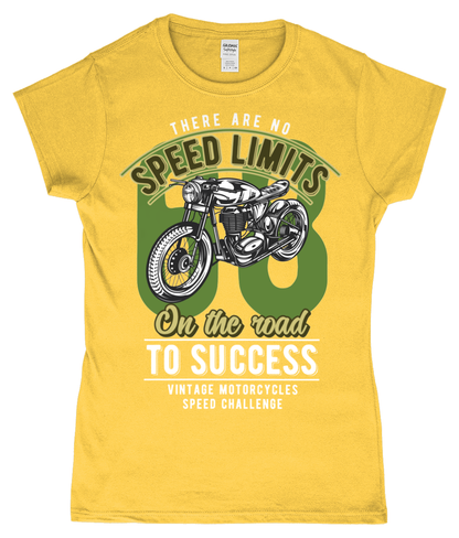 No Speed Limits - Gildan SoftStyle® Ladies Fitted Ringspun T-Shirt - Vitesse T-Shirts UK