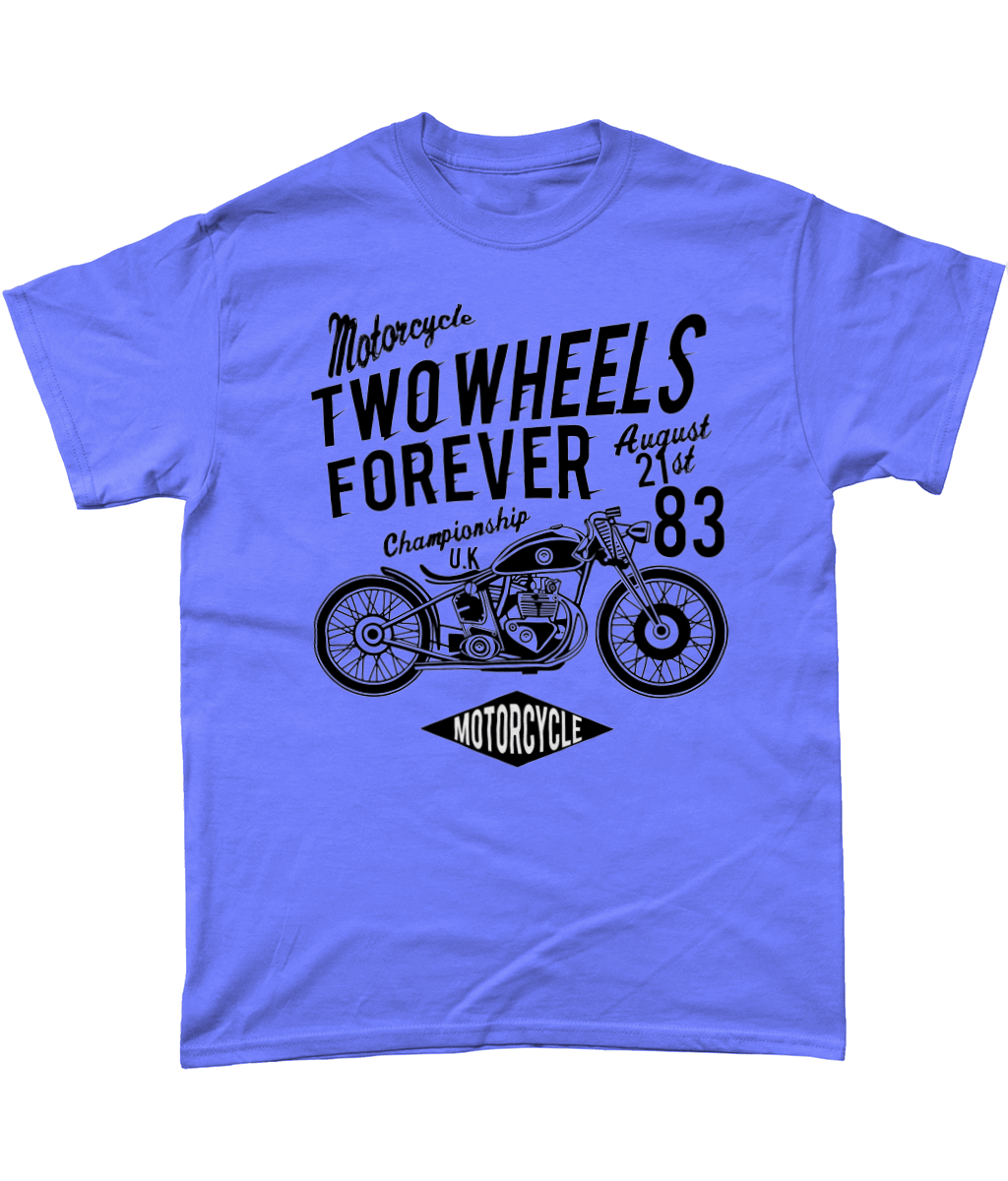 Two Wheels Forever Black – Gildan Heavy Cotton T-Shirt - Vitesse T-Shirts UK