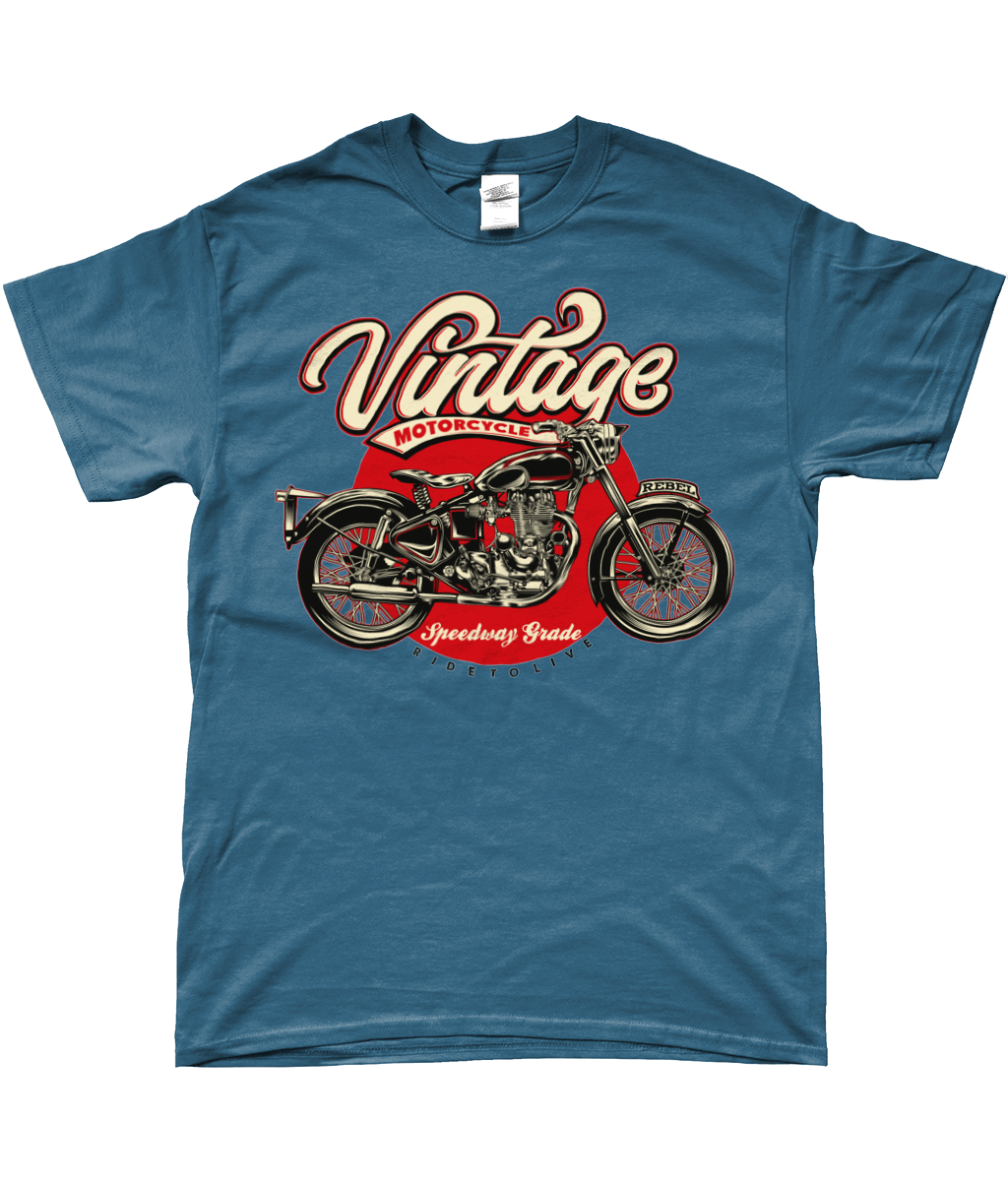 Moto vintage - T-shirt à anneaux SoftStyle