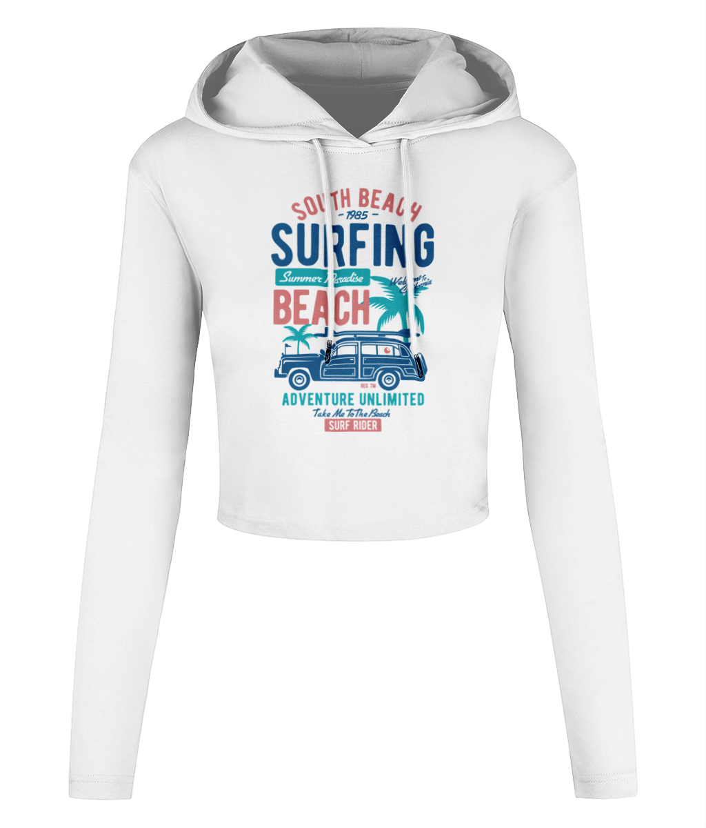 South Beach v2 - Women's Cropped Hooded T-shirt