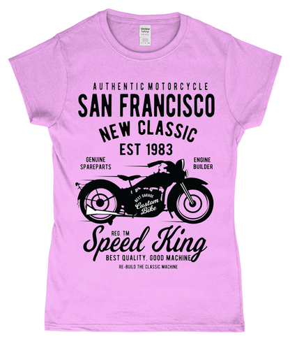 San Francisco Motorrad - Gildan SoftStyle® tailliertes ringgesponnenes T-Shirt für Damen