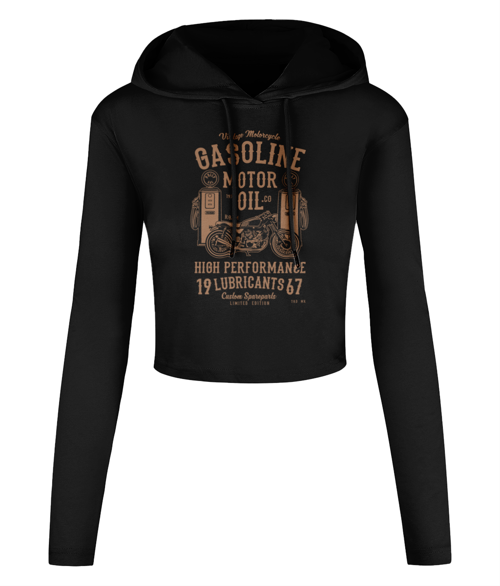 Gasoline Motor Oil - Women's Cropped Hooded T-shirt