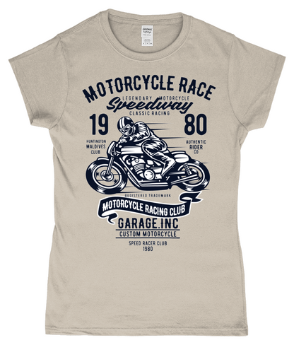 Course de moto - T-shirt ajusté en fil filé à anneaux pour femme SoftStyle