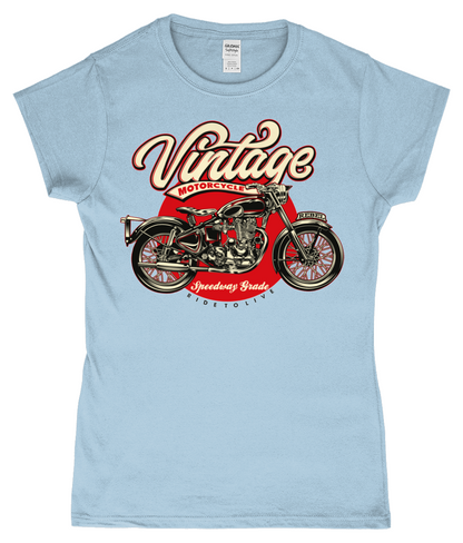 Vintage Motorcycle - SoftStyle® Ladies Fitted Ringspun T-Shirt