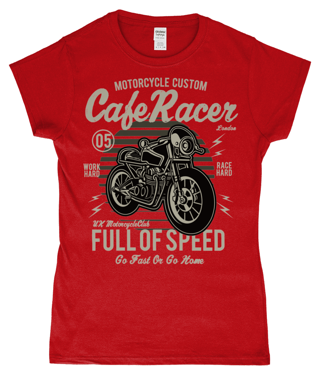 Cafe Racer v1 – Gildan SoftStyle® Ladies Fitted Ringspun T-Shirt - Vitesse T-Shirts UK