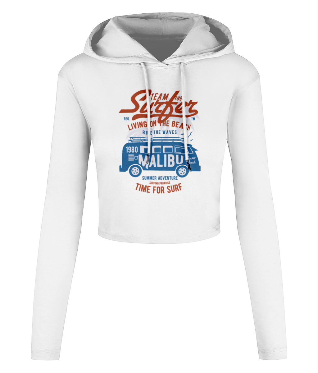 Team Surfer 1980 - Women's Cropped Hooded T-shirt