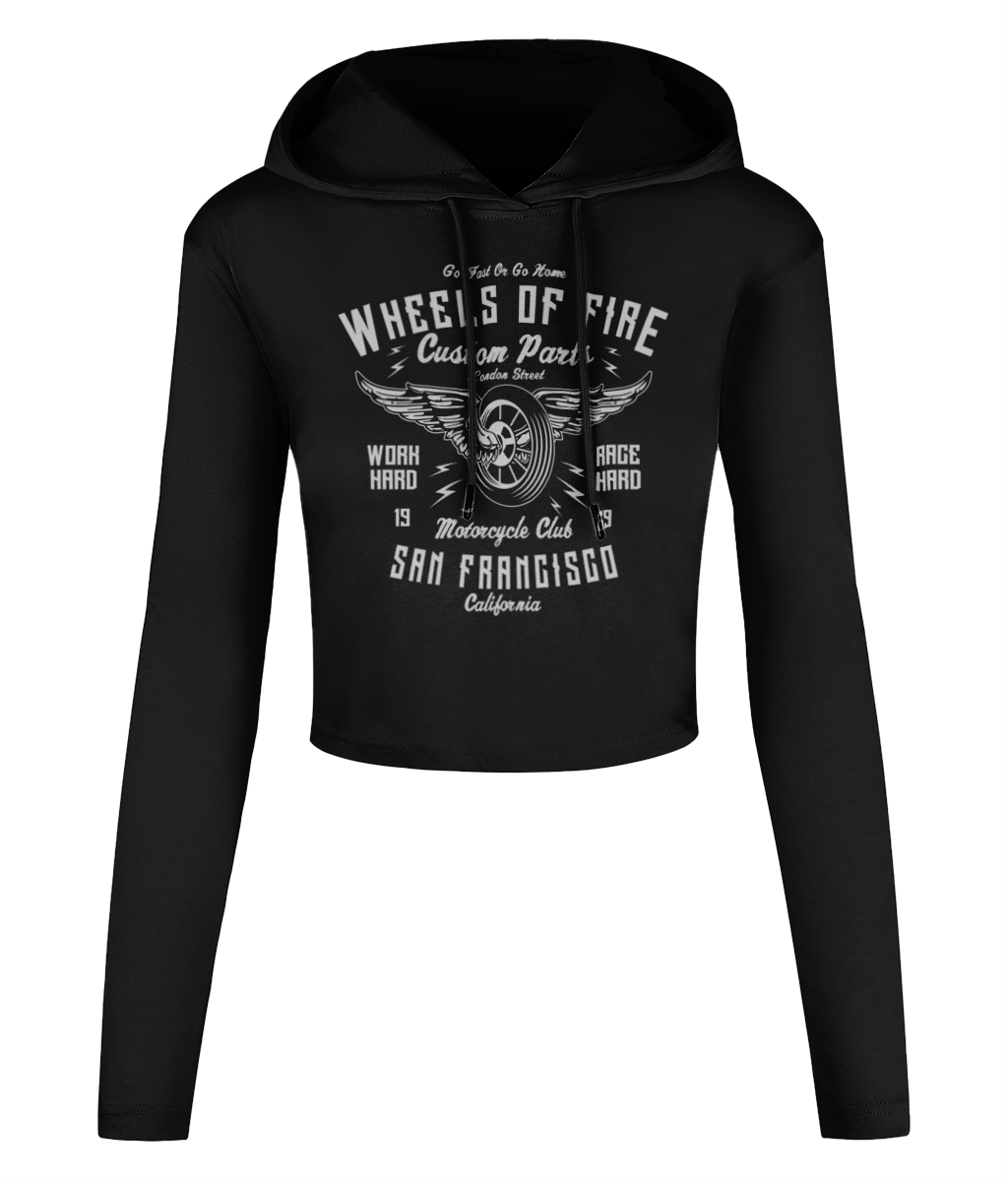 Wheels Of Fire - Kurzes T-Shirt mit Kapuze für Damen