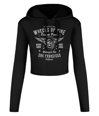 Wheels Of Fire - Kurzes T-Shirt mit Kapuze für Damen