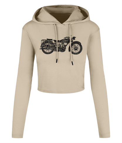 Enjoy The Ride - Black - Women's Cropped Hooded T-shirt