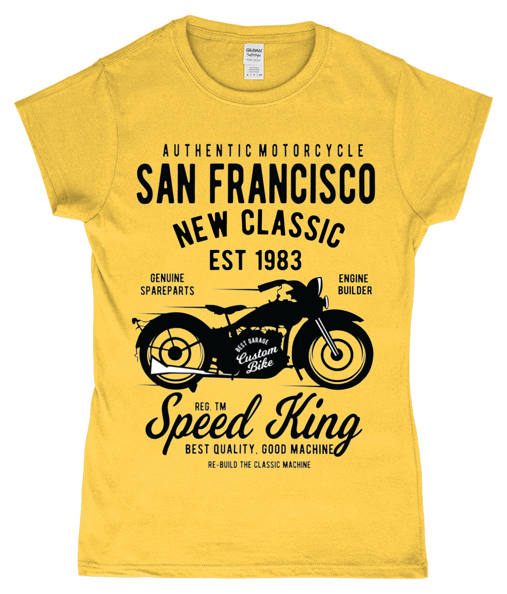 San Francisco Motorrad - Gildan SoftStyle® tailliertes ringgesponnenes T-Shirt für Damen