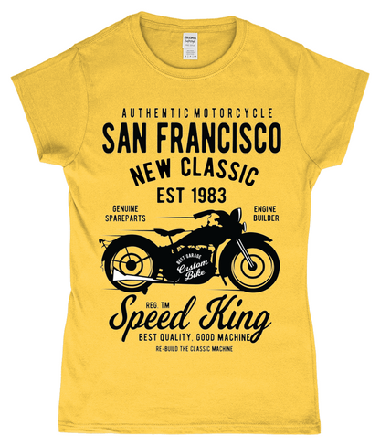 San Francisco Motorcycle - Gildan SoftStyle® Ladies Fitted Ringspun T-Shirt