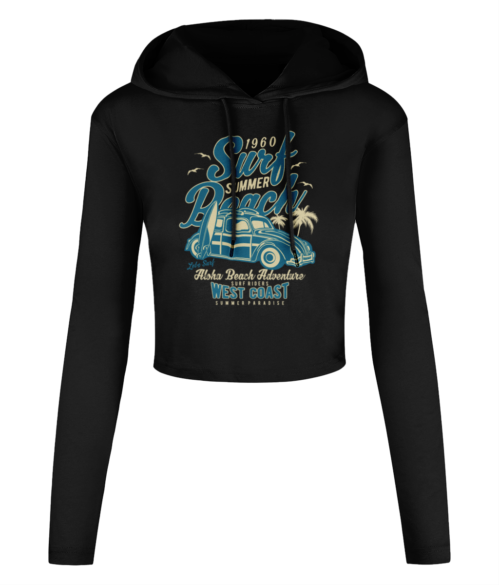 Surf Beach - Women's Cropped Hooded T-shirt