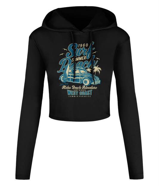 Surf Beach - Women's Cropped Hooded T-shirt