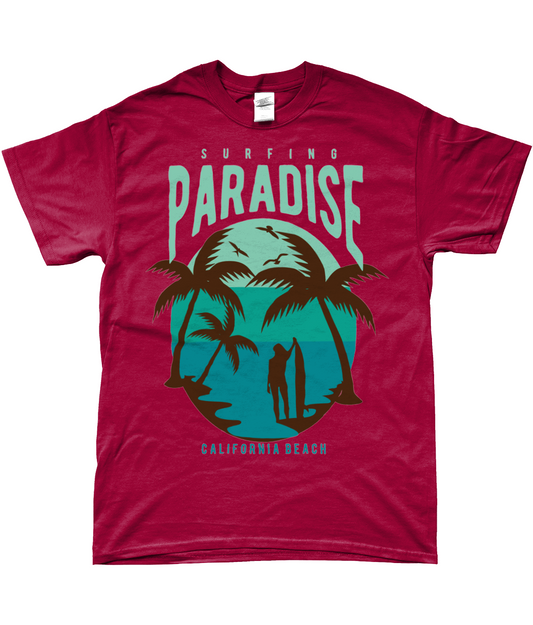 Paradis du surf sur la plage de Californie - T-shirt Gildan SoftStyle® Ringspun