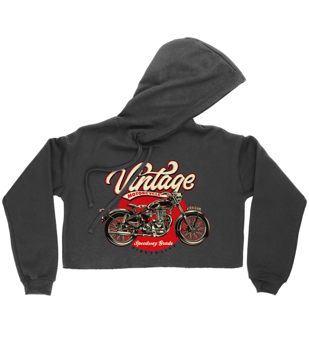 Vintage Motorcycle - Bella Ladies Cropped Hoodie