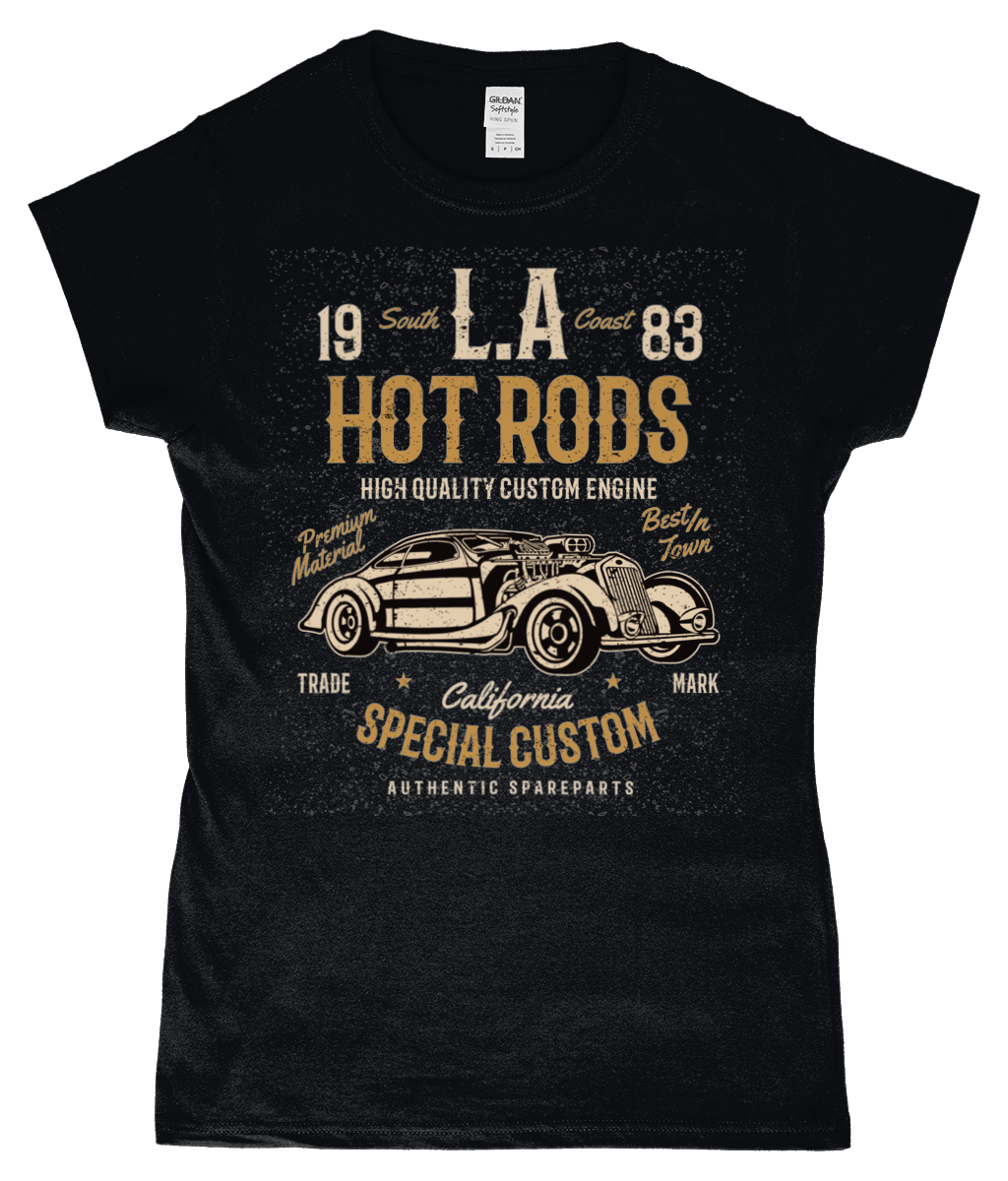 LA Hot Rods - T-shirt ajusté en fil filé à anneaux pour femme SoftStyle