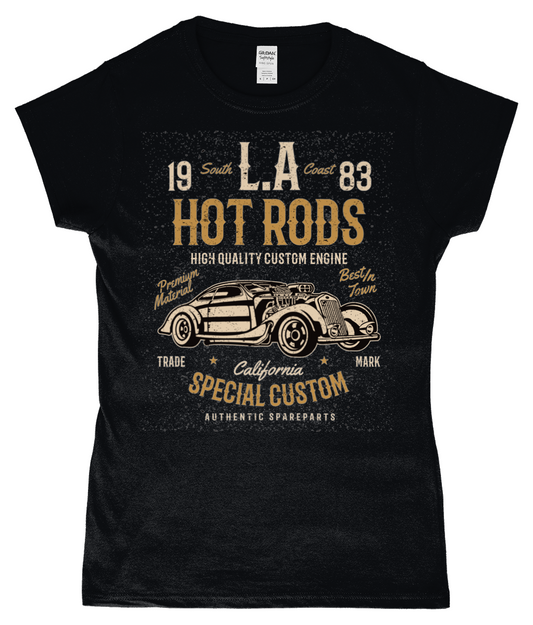 LA Hot Rods - T-shirt ajusté en fil filé à anneaux pour femme SoftStyle