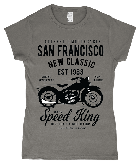 San Francisco Motorcycle - Gildan SoftStyle® Ladies Fitted Ringspun T-Shirt