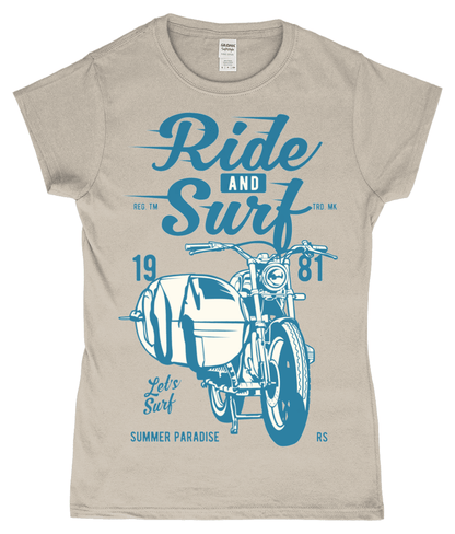 Ride And Surf – Gildan SoftStyle® Ladies Fitted Ringspun T-Shirt - Vitesse T-Shirts UK