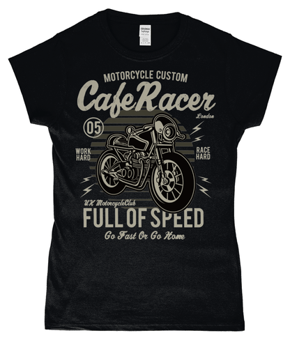 Cafe Racer v1 – Gildan SoftStyle® Ladies Fitted Ringspun T-Shirt - Vitesse T-Shirts UK