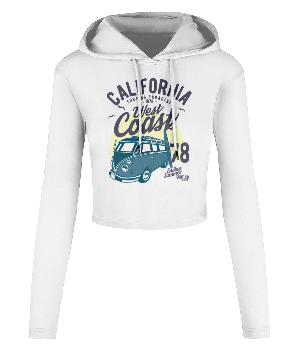 California West Coast v2 - Women's Cropped Hooded T-shirt