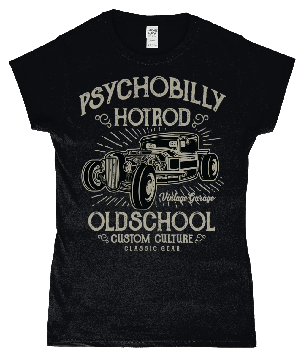 Psychobilly Hotrod – Gildan SoftStyle® Ladies Fitted Ringspun T-Shirt - Vitesse T-Shirts UK