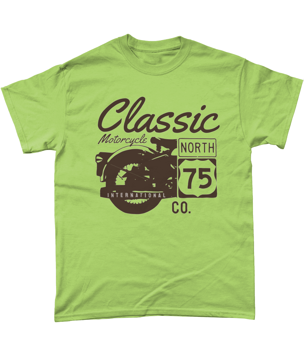 Classic Motorcycle 75 Black - Heavy Cotton T-Shirt