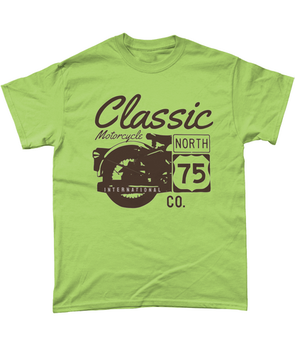 Classic Motorcycle 75 Schwarz - Schweres Baumwoll-T-Shirt