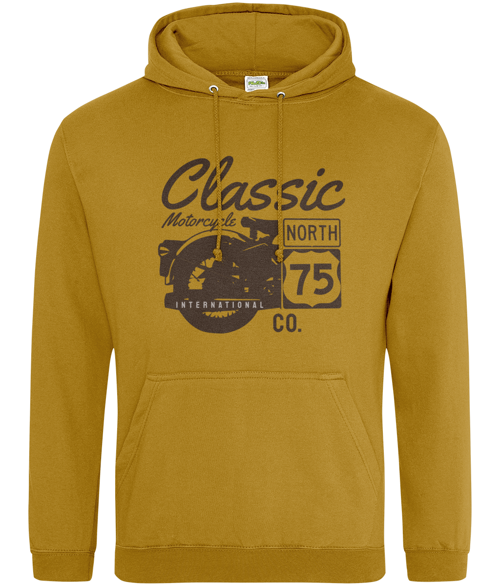 Classic Motorcycle 75 Black - AWDis College Hoodie