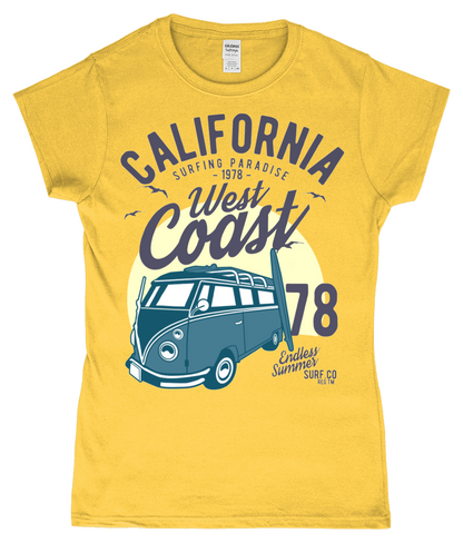 California West Coast v2 - Gildan SoftStyle® Ladies Fitted Ringspun T-Shirt