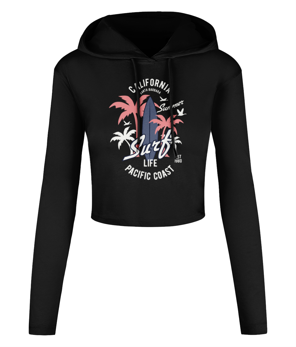 California Surf - Women's Cropped Hooded T-shirt